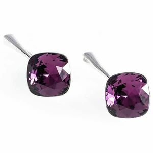 Cercei Argint 925, Cristal Swarovski, Romb/Amwthyst - Steluta Stoianov imagine