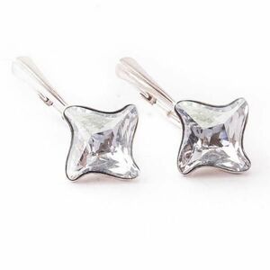 Cercei Argint 925, Cristal Swarovski, Twister/Alb - Stoianov Steluta imagine