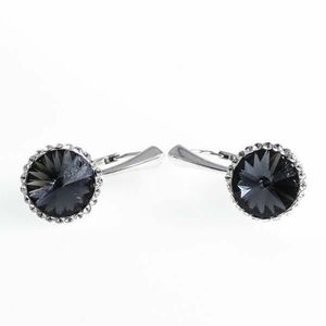 Cercei Argint 925, Cristal Swarovski, Negru/ Alb, Ceralun, 12mm- Steluta Stoianov imagine