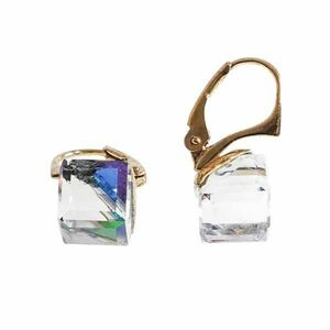 Cercei Argint 925 placat aur 24k, Swarovski cub Aurore imagine