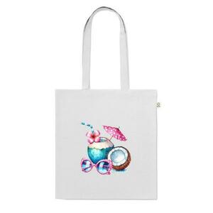 Sacosa din bumbac reciclat, Piksel, Summer Vibes watercolor, cu manere lungi imagine