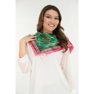 Esarfa patrata satinata cu print abstract roz-verde imagine