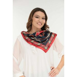 Esarfa patrata satinata cu print abstract rosu-bleumarin imagine