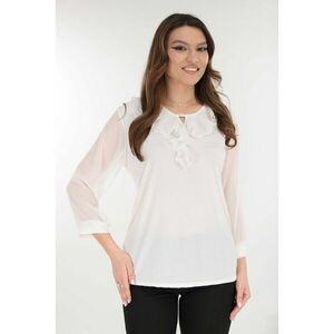 Bluza eleganta alba cu volanase la decolteu imagine