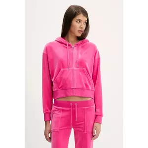 Juicy Couture bluză din velur BRENDAL CROP OVERSIZED HOODIE imagine