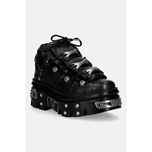 New Rock sneakers din piele CRUST NEGRO, REACTOR NEGRO E14 casco + imagine