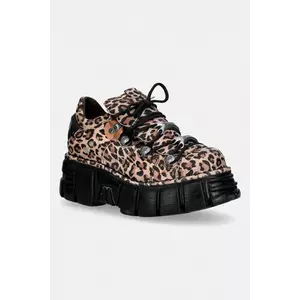 New Rock sneakers din piele întoarsă ANTE LEOPARDO CUERO, TOWER NEGRO+ lateral imagine