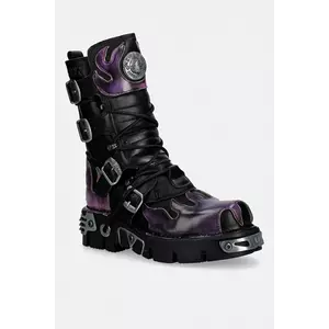 New Rock botine de piele ITALI NEGRO, PULIK FUEGO LILA, REACTOR NEGRO imagine
