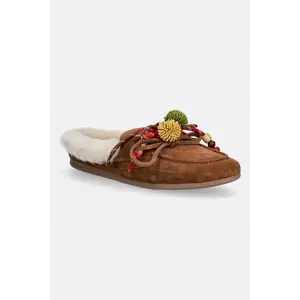 Nokwol papuci din piele întoarsă Coco Fur Tan Suede imagine