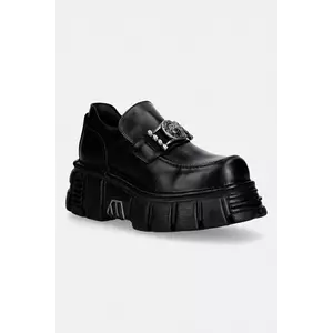 New Rock mocasini de piele CRUST NEGRO, TOWER NEGRO LATERAL imagine