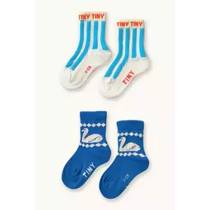 Tinycottons șosete copii BLUE STRIPES & SWAN MEDIUM SOCKS 2-pack imagine