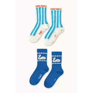 Tinycottons șosete copii BLUE STRIPES & SWAN MEDIUM SOCKS 2-pack imagine