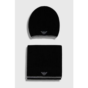 Emporio Armani caciula si esarfa din amestec de lana imagine