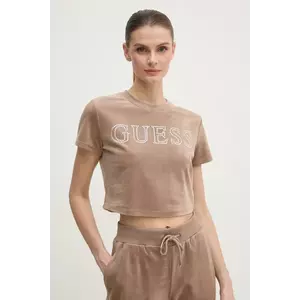Guess tricou din velur COUTURE imagine