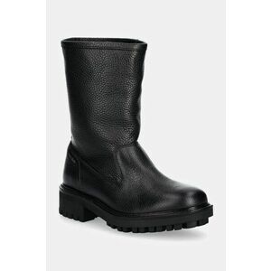 Calvin Klein cizme de piele FLAT BIKER BOOT LTH imagine
