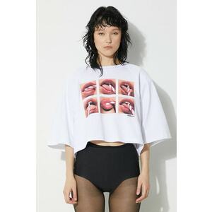 Fiorucci tricou din bumbac Mouth Print Cropped Padded T-Shirt imagine
