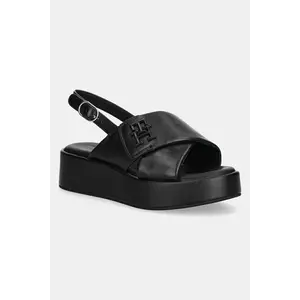 Tommy Hilfiger sandale de piele TH LOGO HW PADDED LEATHER SANDAL imagine
