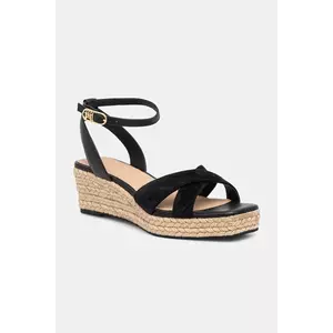 Tommy Hilfiger sandale de piele LEATHER & SUEDE MID WEDGE ESPAD imagine
