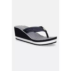 Tommy Hilfiger șlapi TH STRIPES WEDGE BEACH SANDAL imagine