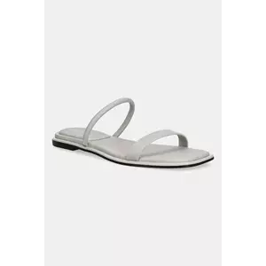 Calvin Klein șlapi de piele FLAT SANDAL SQUARED 2-BAR LTH imagine