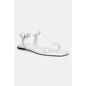 Calvin Klein sandale de piele FLAT SANDAL SQUARED BUCKLE LTH imagine