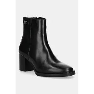 Tommy Hilfiger cizme de piele STACKED HEEL LEATHER ANKLE BOOT imagine