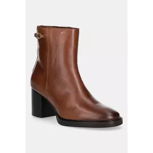 Tommy Hilfiger cizme de piele STACKED HEEL LEATHER ANKLE BOOT imagine