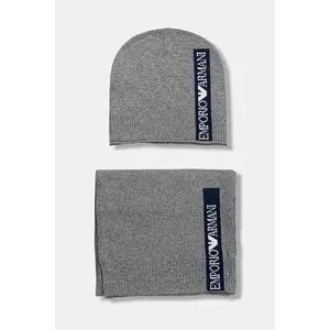 Emporio Armani pălărie și eșarfă din amestec de lână pentru copii imagine