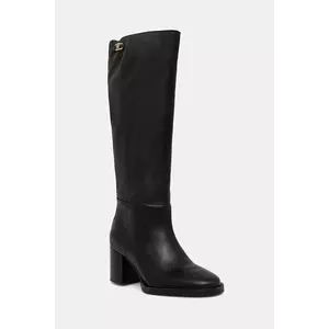 Tommy Hilfiger ghete de piele STACKED HEEL LEATHER LONG BOOT imagine