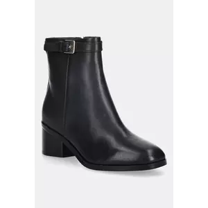 Tommy Hilfiger cizme de piele TH BUCKLE RIDING MID HEEL BOOTIE imagine
