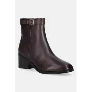 Tommy Hilfiger cizme de piele TH BUCKLE RIDING MID HEEL BOOTIE imagine