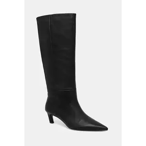 Calvin Klein ghete de piele ESS KITTEN HEEL LONG BOOTS imagine