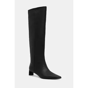 Calvin Klein ghete de piele SET BACK KITTEN HEEL KNEE BOOT imagine
