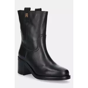 Tommy Hilfiger cizme de piele RIDING LTHR MID BOOT BLOCK HEEL imagine