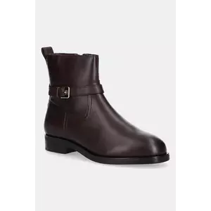 Tommy Hilfiger cizme de piele TH BUCKLE RIDING LEATHER BOOTIE imagine