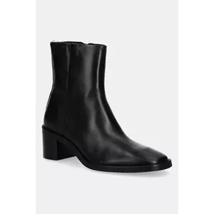 Calvin Klein cizme de piele BLOCK HEEL ZIP BOOT LTH imagine