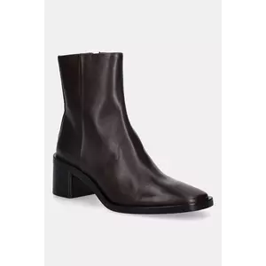 Calvin Klein cizme de piele BLOCK HEEL ZIP BOOT LTH imagine