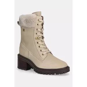 Tommy Hilfiger cizme din piele întoarsă TH SHEARLING LACE UP BOOT imagine