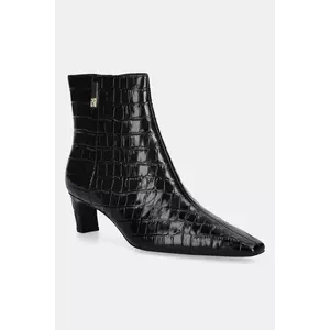 Tommy Hilfiger cizme de piele TH SQUARE TOE CROC KITTEN BOOTIE imagine