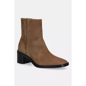 Calvin Klein cizme din piele întoarsă BLOCK HEEL ZIP BOOT SUE imagine