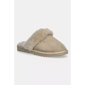 Tommy Hilfiger papuci din piele TH SHEARLING HOUSE SHOE imagine