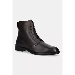 Tommy Hilfiger pantofi înalți de piele CORPORATE HILFIGER LTH ZIP BOOT imagine