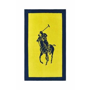 Ralph Lauren prosop de plaja Polo Jacquard Iris Blue / Yellow 100 x 170 cm imagine