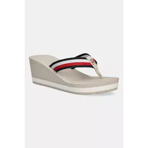 Tommy Hilfiger șlapi TH CORPORATE WEDGE BEACH SANDAL imagine