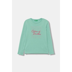 United Colors of Benetton bluză cu mânecă lungă pentru copii, din bumbac imagine