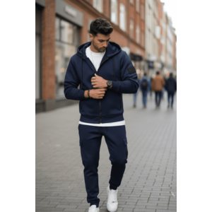 Trening barbati slim fit bleumarin Pantaloni + Hanorac silon 5047 O2-5.2 imagine