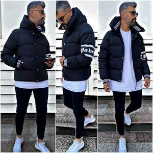 Geaca barbati groasa neagra de iarna 9030 D0-3 imagine