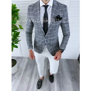 Sacou barbati in carouri slim fit B1486 P20-4.3 imagine