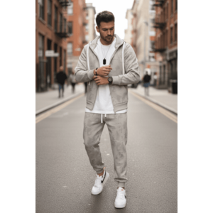 Trening barbati slim fit bej Pantaloni + hanorac 167 19-5 imagine