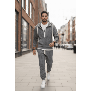 Trening barbati slim fit gri Pantaloni + hanorac 167 32-2.1 imagine